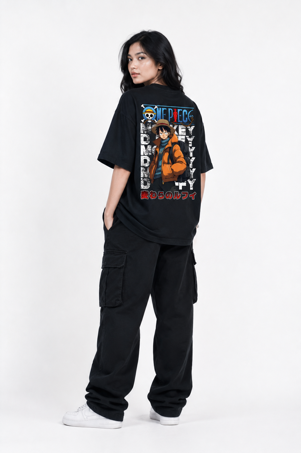 ONE PIECE LUFFY OVERSIZED BLACK SHIRT