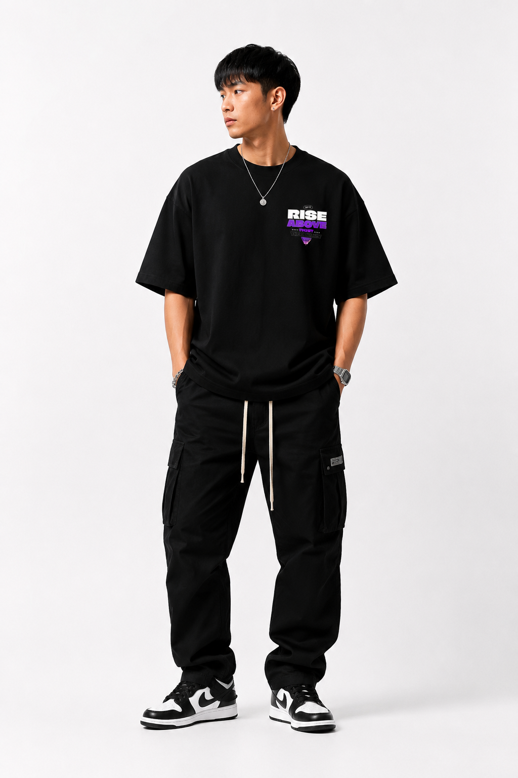 RISE OVERSIZED BLACK SHIRT