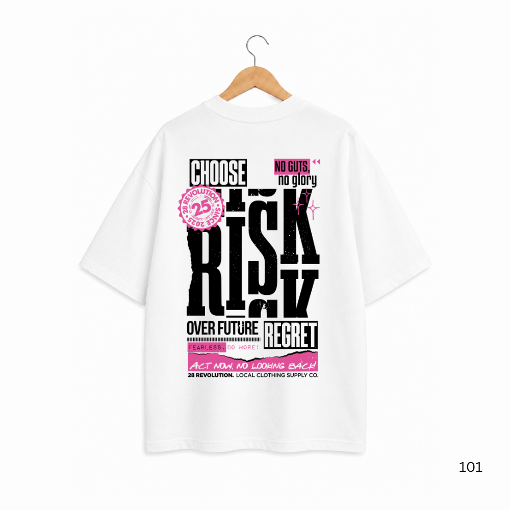 RISK OR REGRET OVERSIZED WHITE TSHIRT