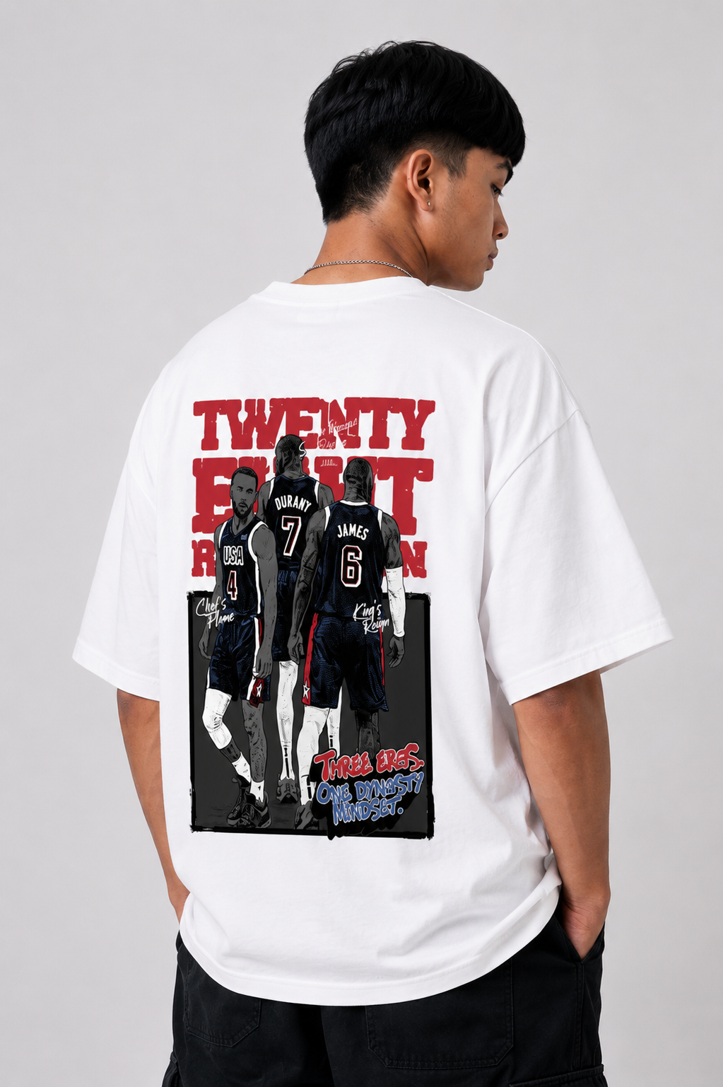 THREE LEGENDS OVERSIZED WHITE TSHIRT