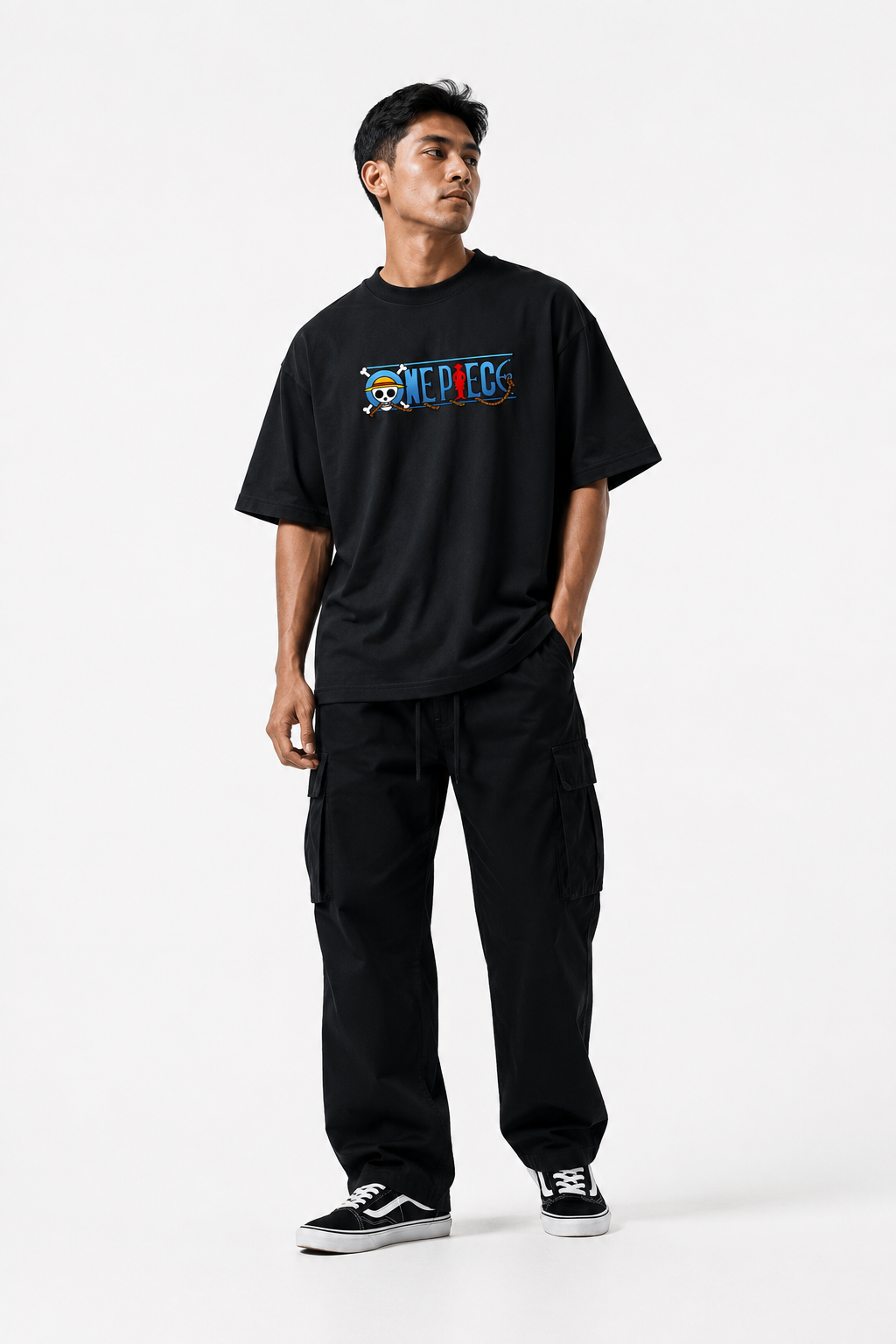 ONE PIECE LUFFY OVERSIZED BLACK SHIRT