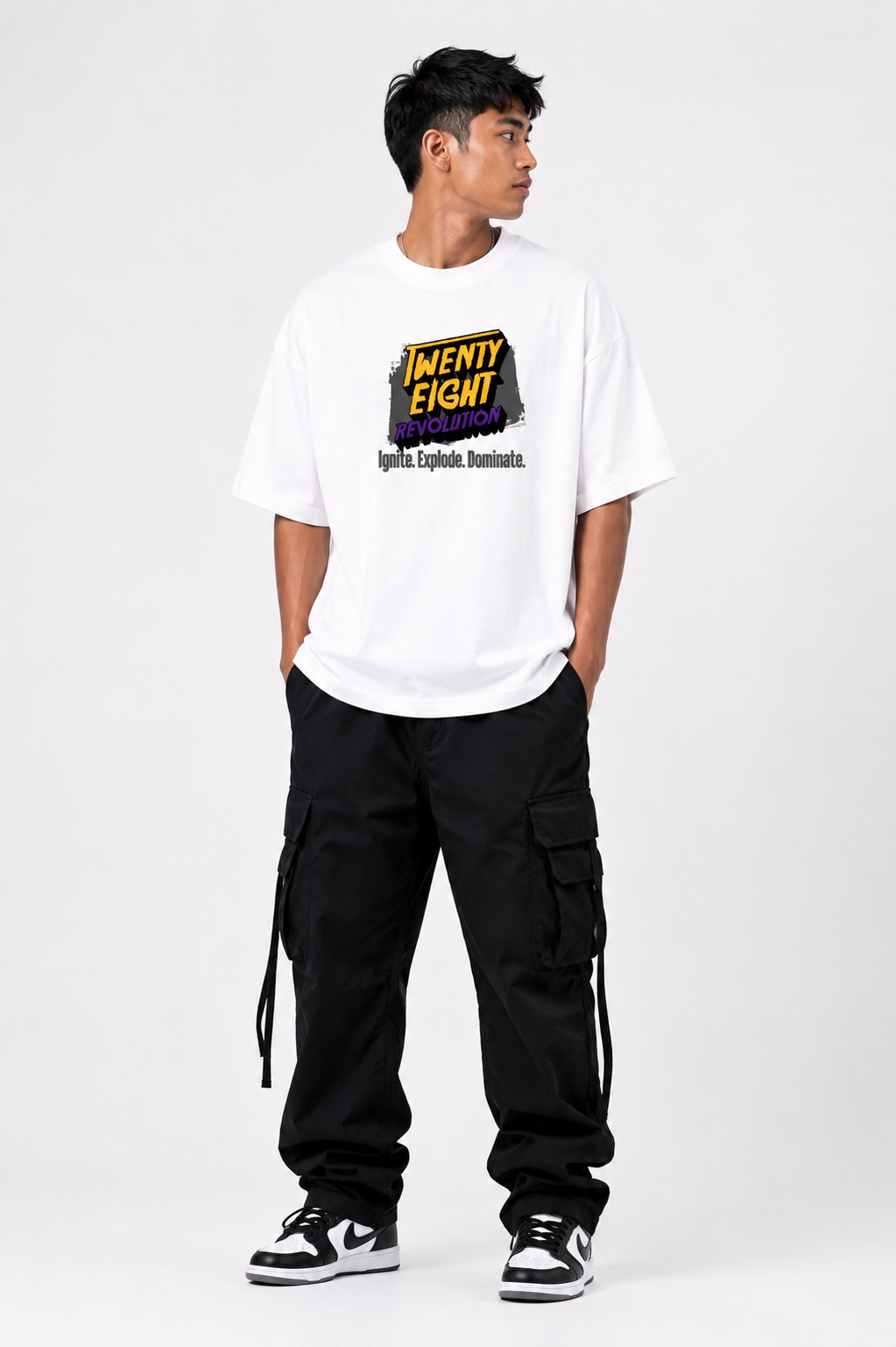 FEEL THE ROAR OVERSIZED WHITE TSHIRT