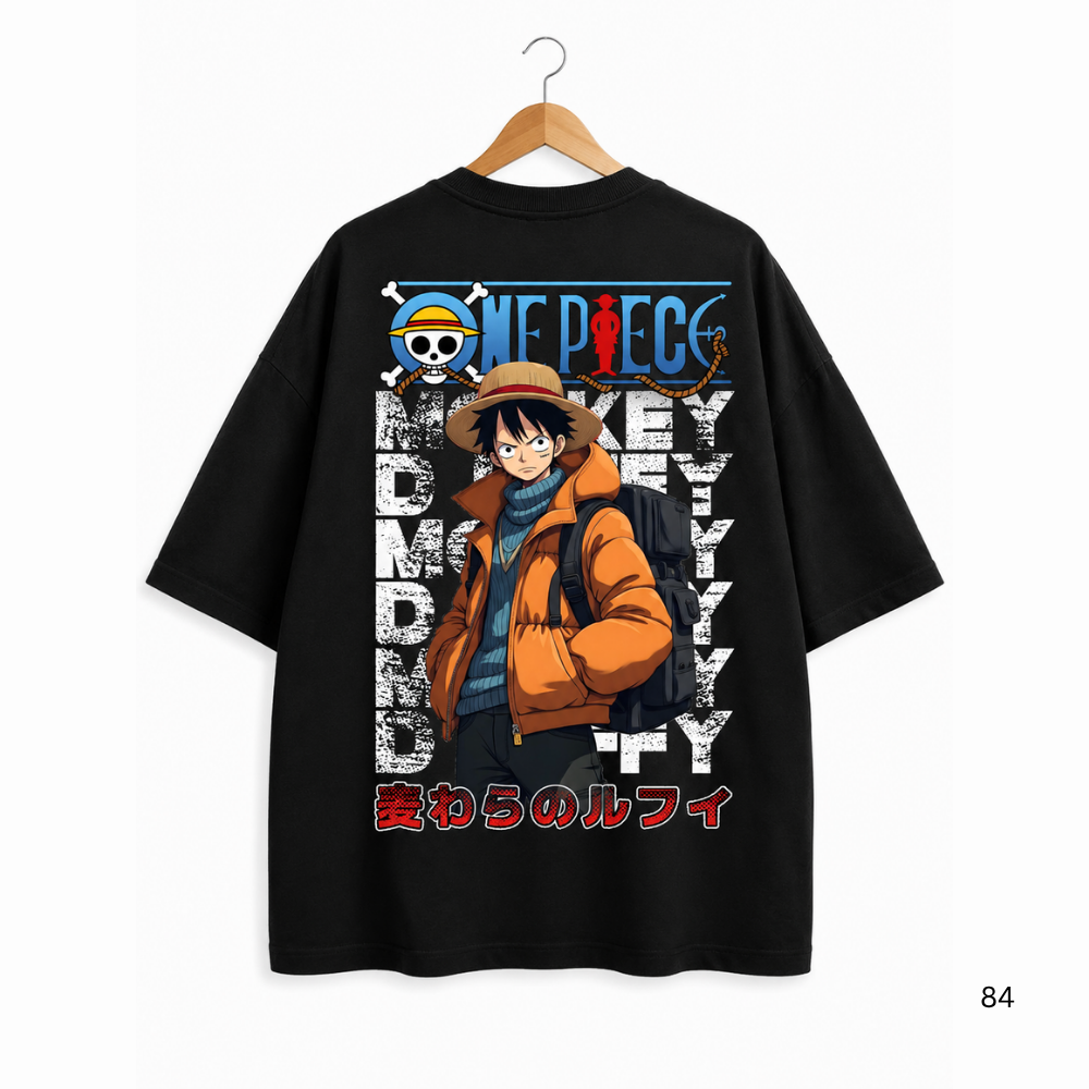 ONE PIECE LUFFY OVERSIZED BLACK SHIRT