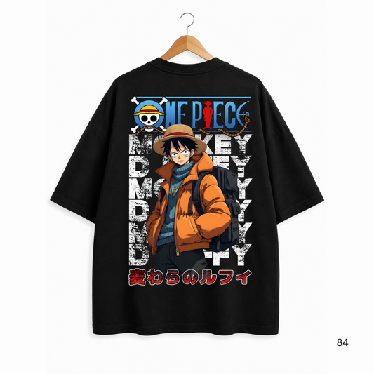 ONE PIECE LUFFY OVERSIZED BLACK SHIRT