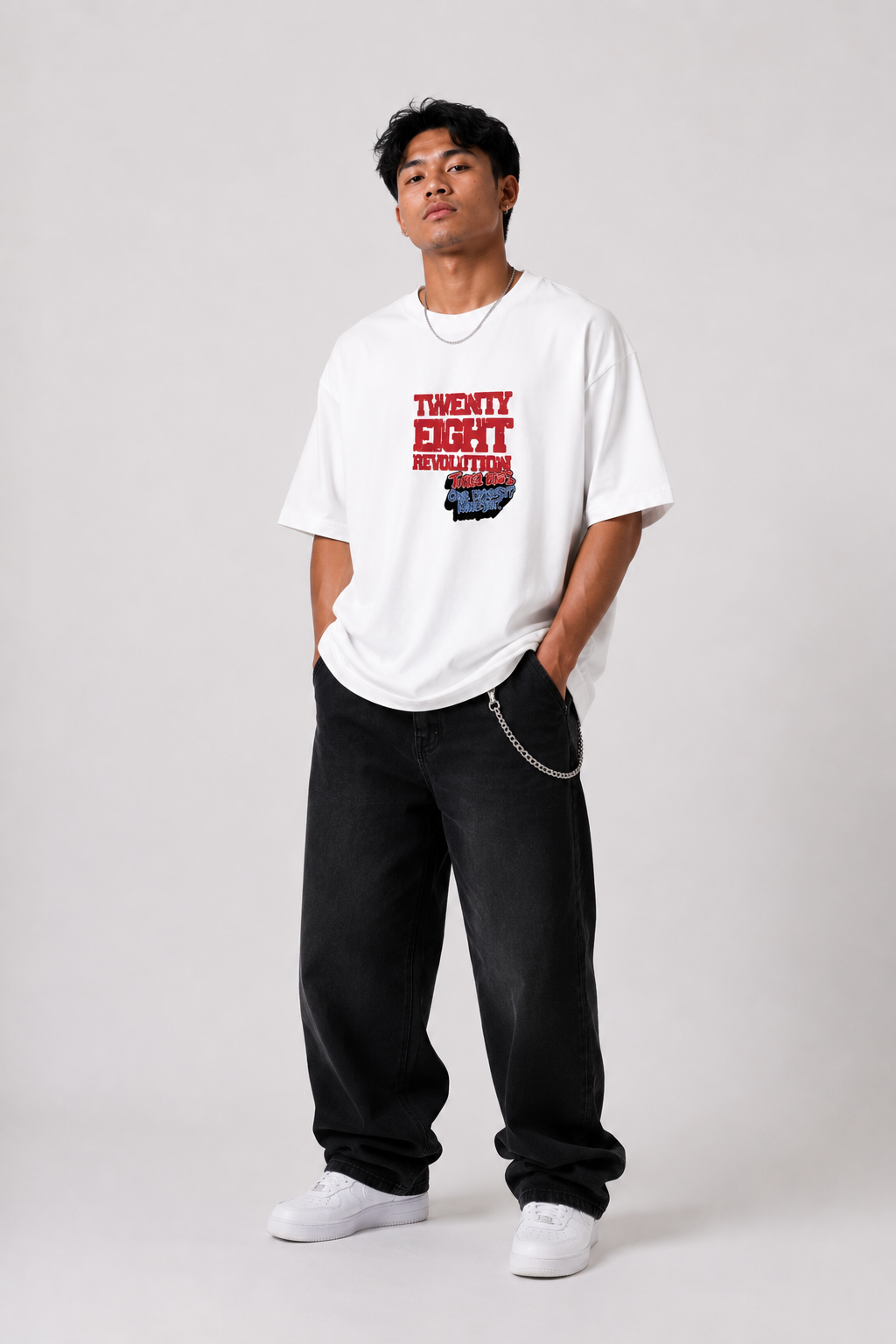 THREE LEGENDS OVERSIZED WHITE TSHIRT