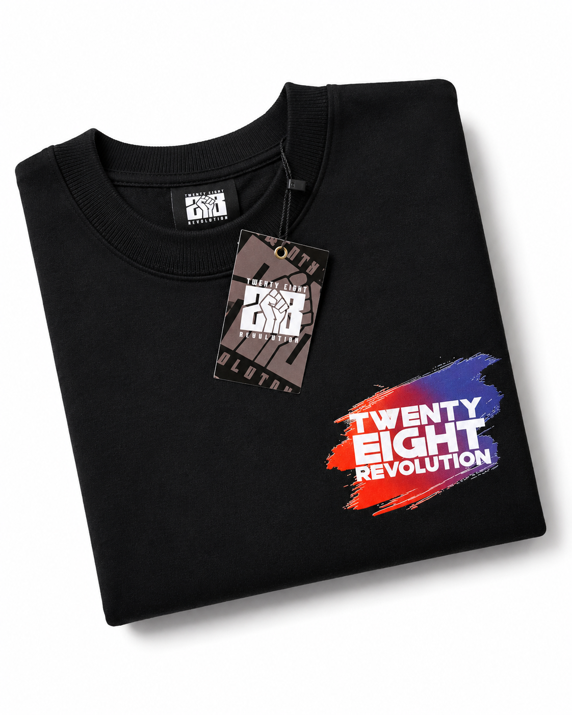 FUTURISTIC TWENTY EIGHT REVOLUTION OVERSIZED BLACK SHIRT