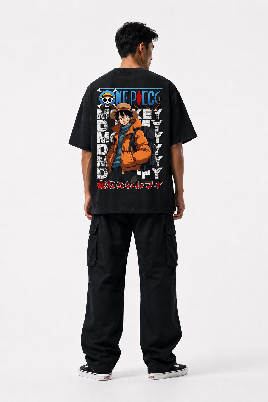 ONE PIECE LUFFY OVERSIZED BLACK SHIRT